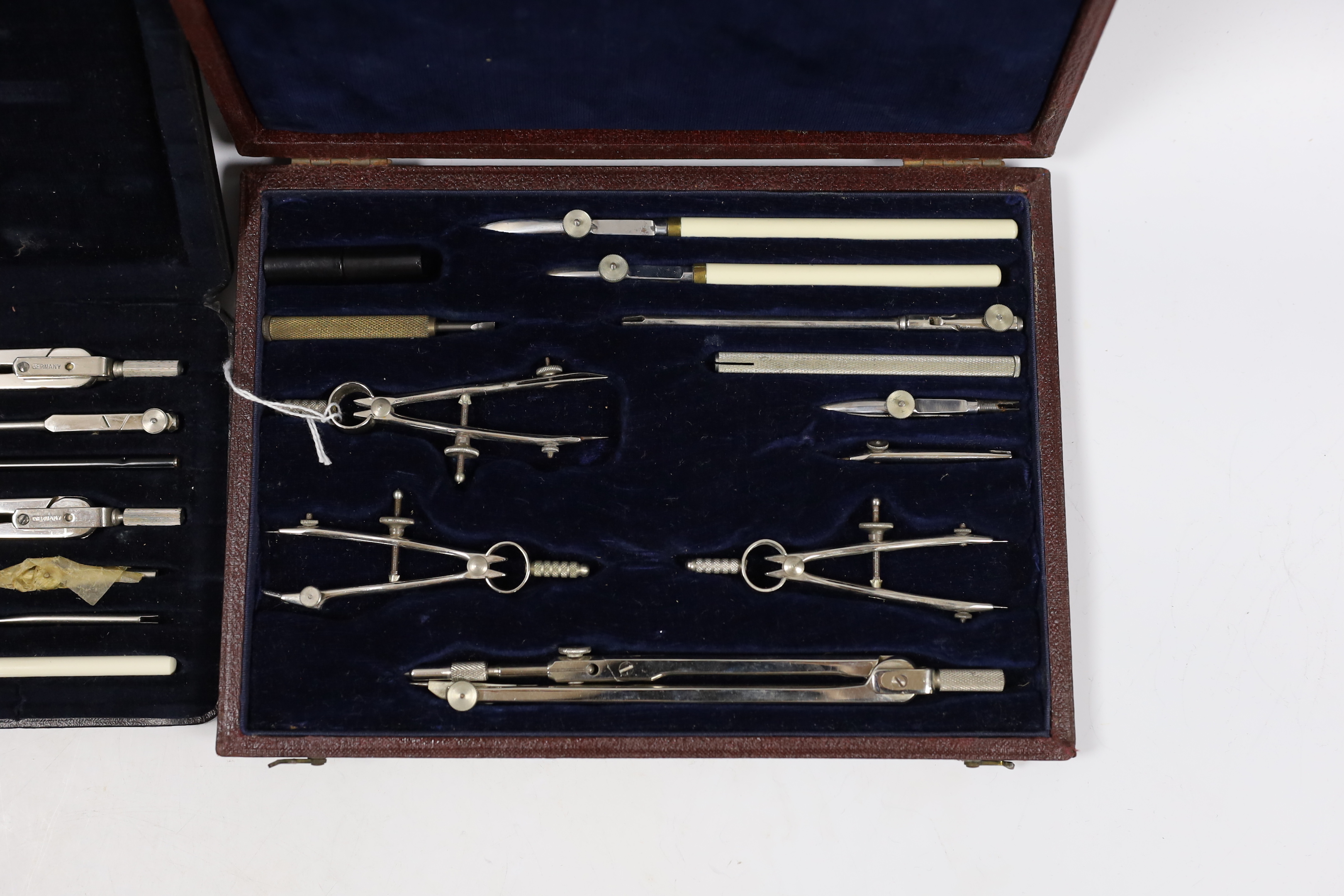 Two cased draughtsman sets